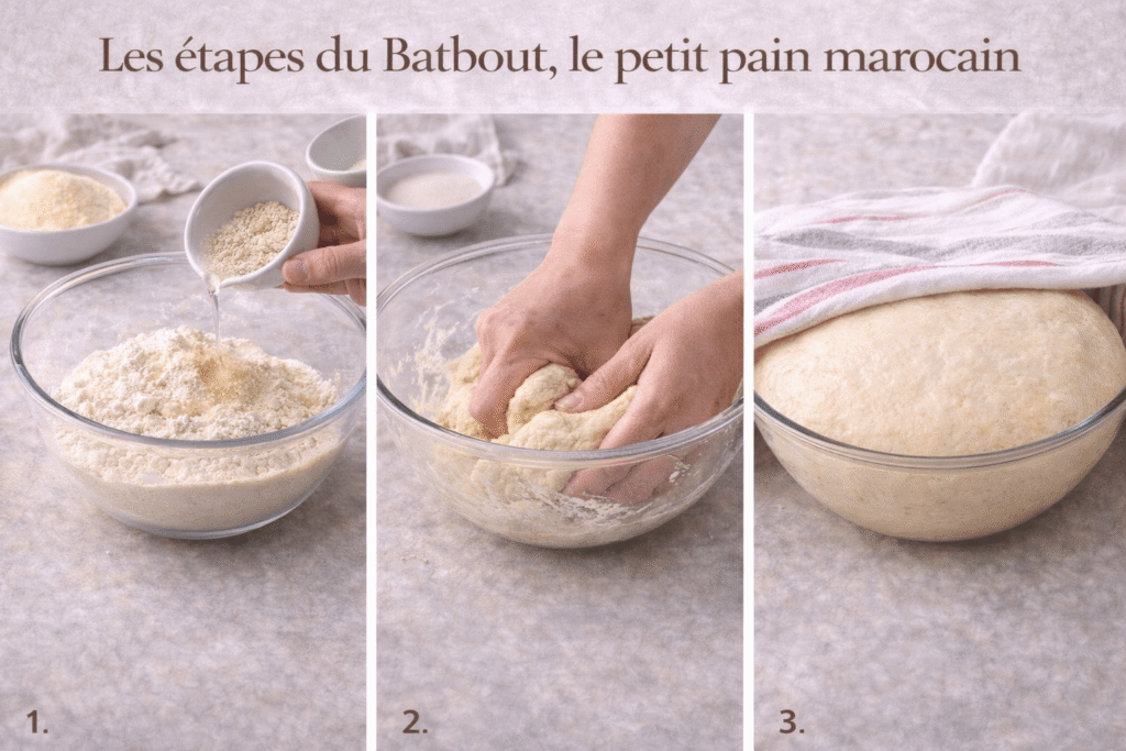 préparation de la pâte des batbouts.