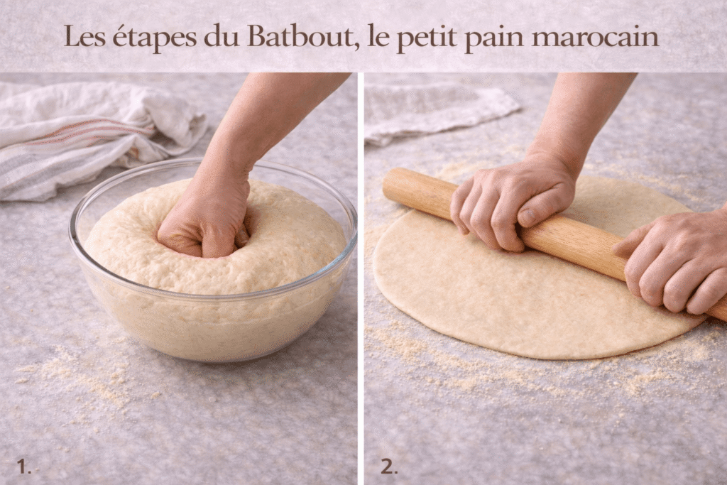préparation d'un petit pain marocain