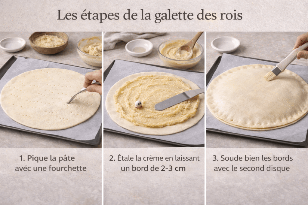 montage de la galette des rois avec la crème d'amande