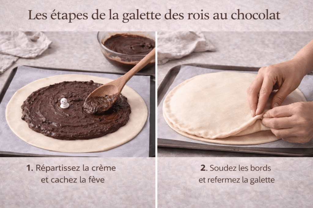 montage de la galette des rois au chocolat