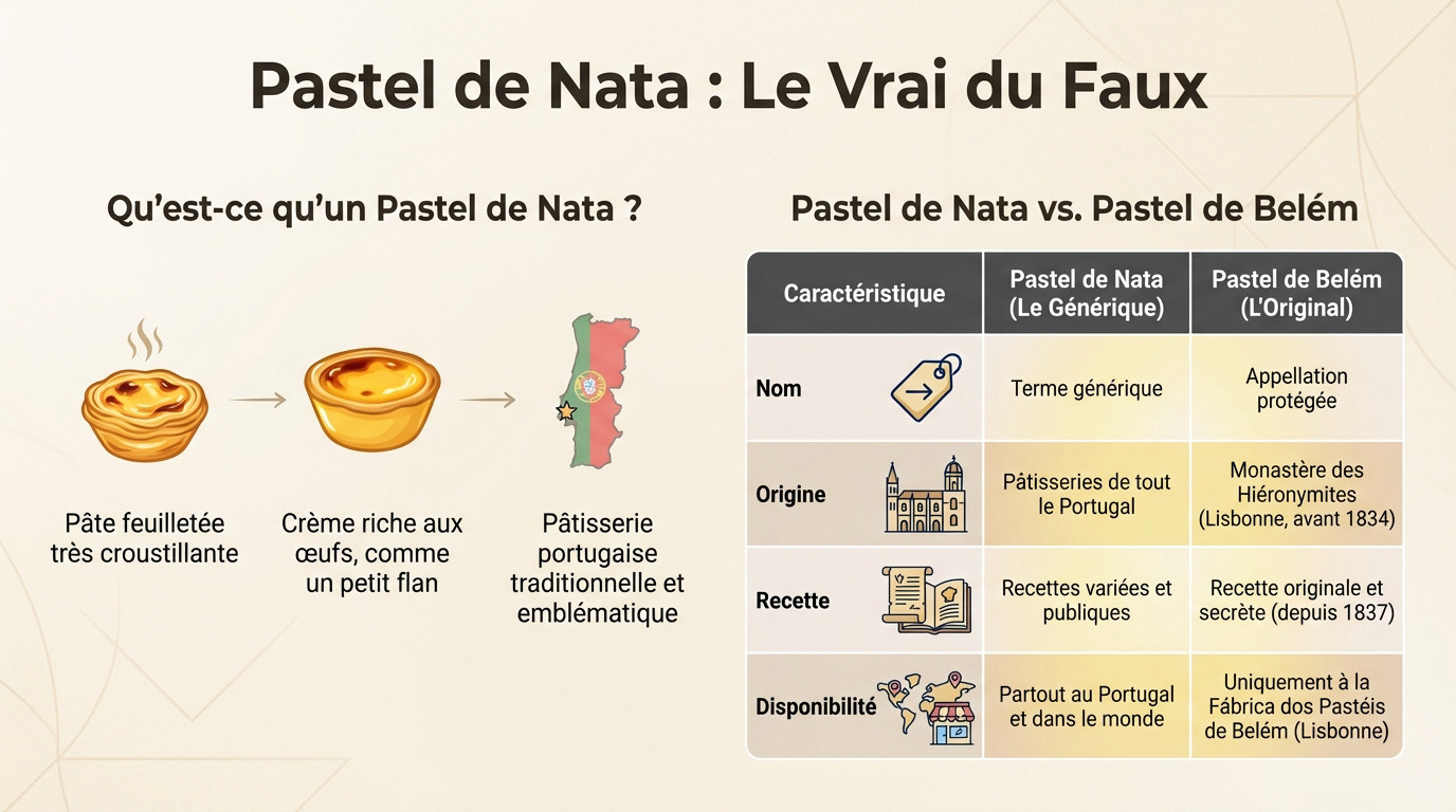 Comparaison visuelle entre un pastel de nata classique et un authentique Pastel de Belém