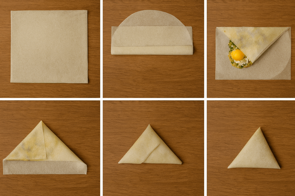 Photos détaillées du pliage brick tunisienne