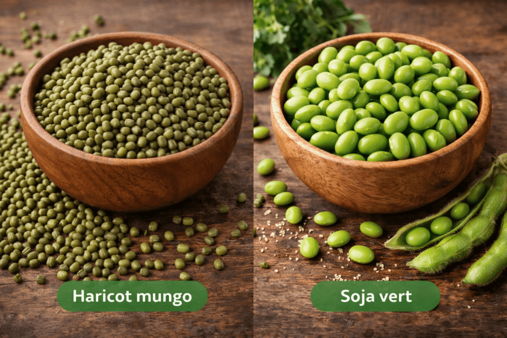 Haricot mungo vs soja vert