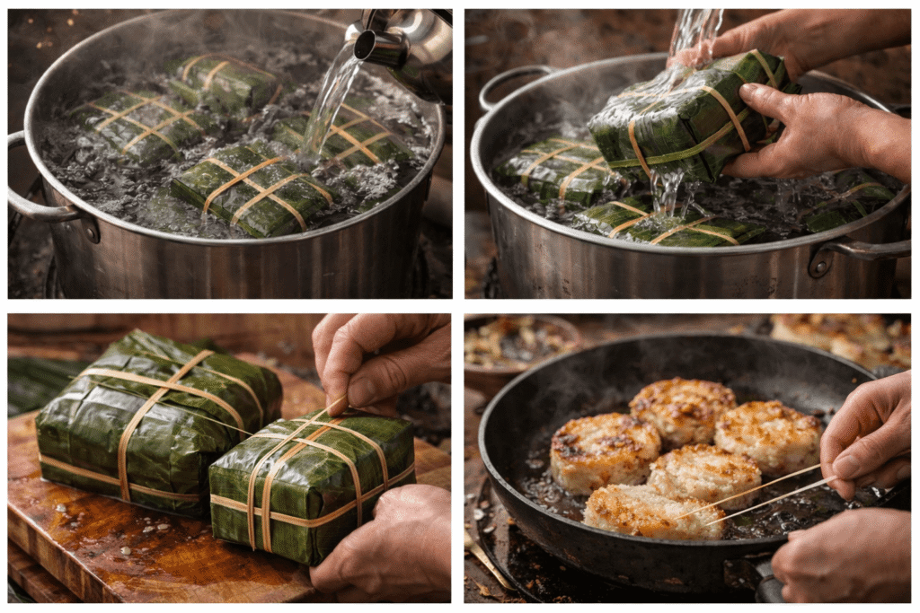 cuisson des banh chung