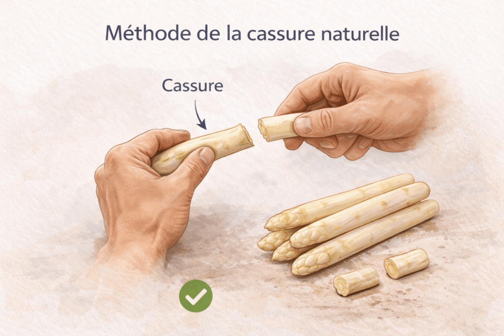 La méthode de la cassure pour savoir comment éplucher les asperges blanches