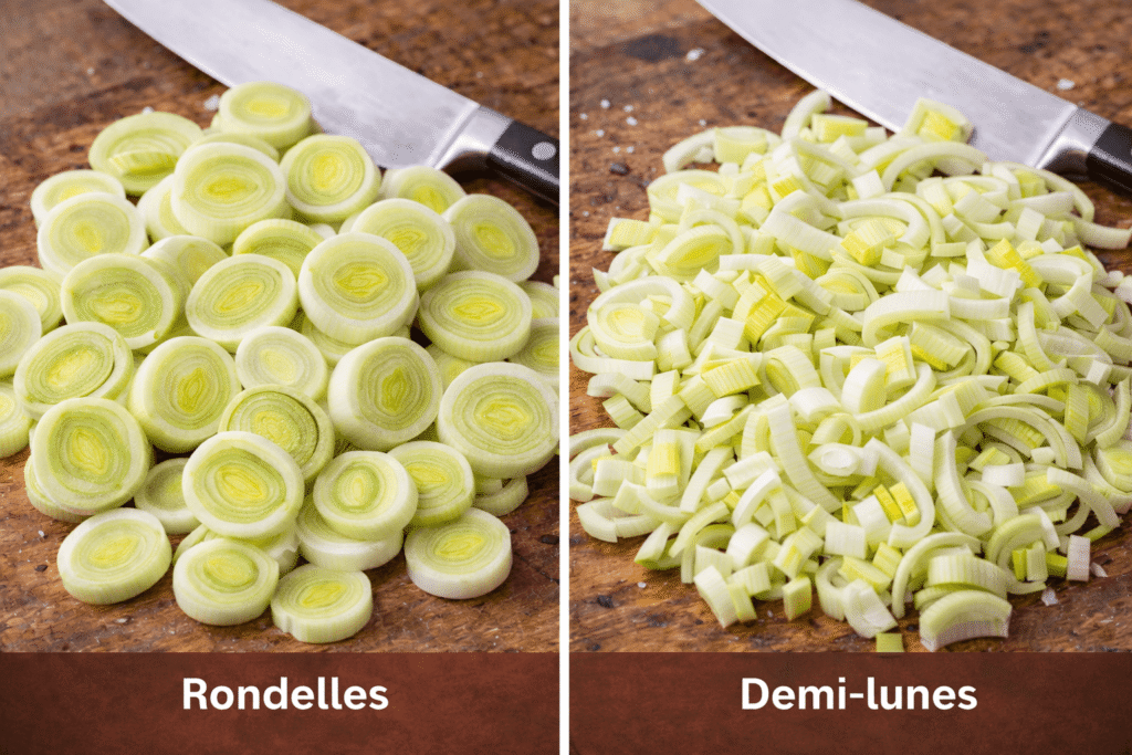 Rondelles vs demi-lunes de poireaux