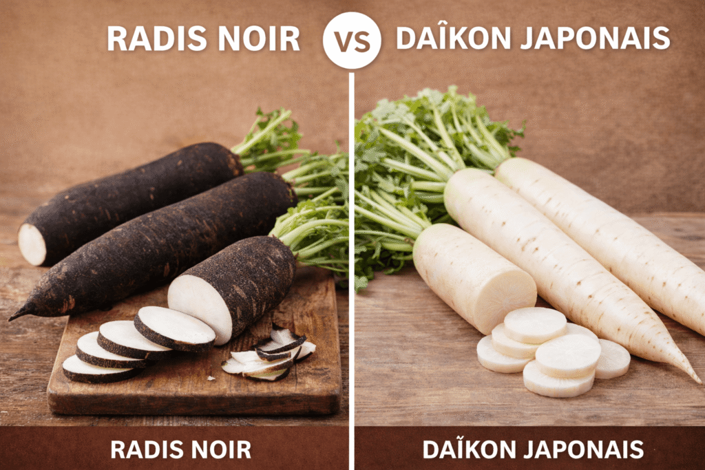 radis noir vs radis blanc ( Daïkon japonais )