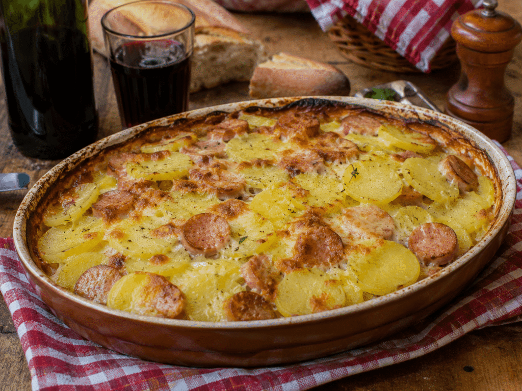 Gratin pommes de terre saucisse