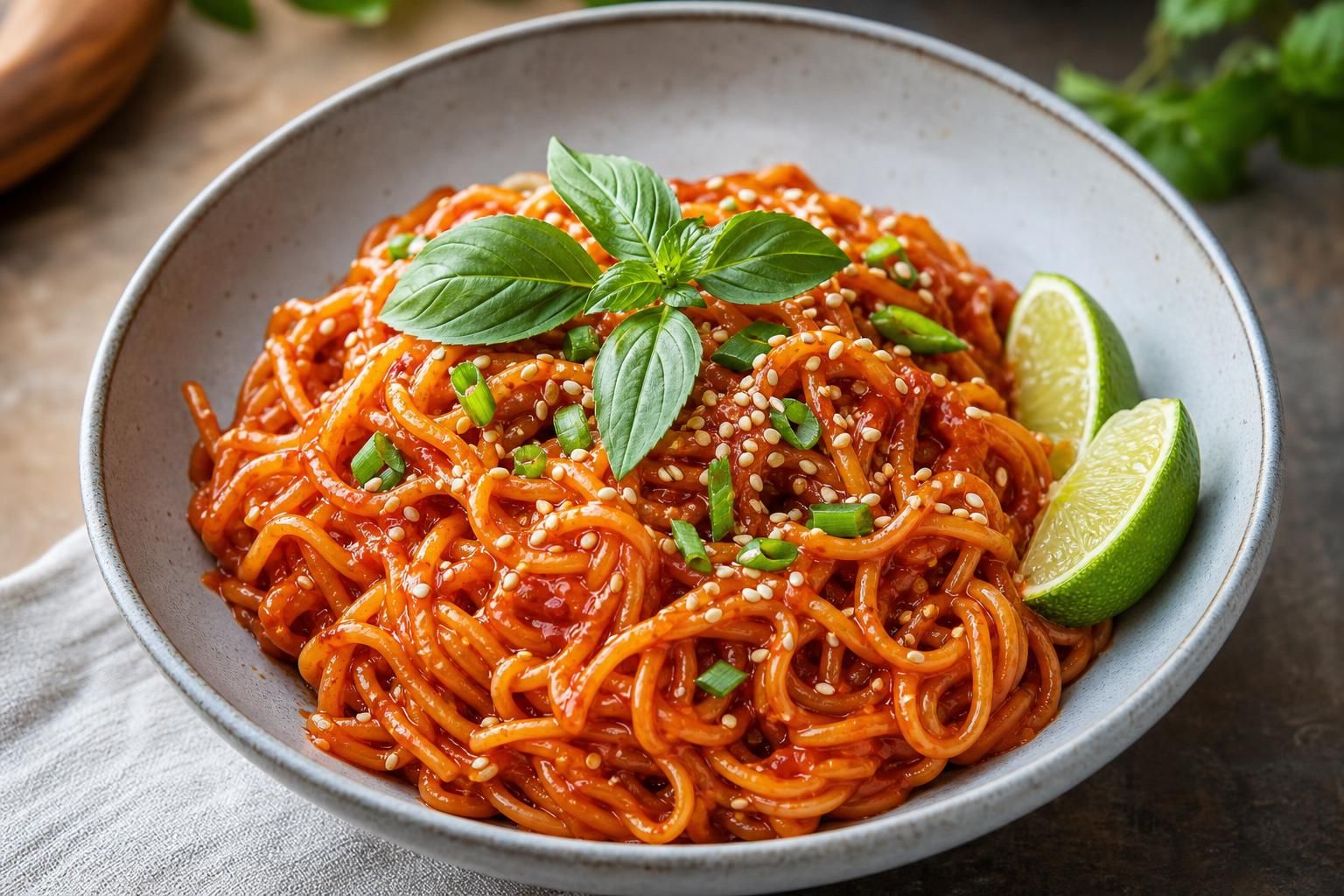 découvrez notre recette authentique de nouilles coréennes épicées au gochujang. apprenez à préparer facilement ce plat savoureux et traditionnel pour un goût unique et relevé.